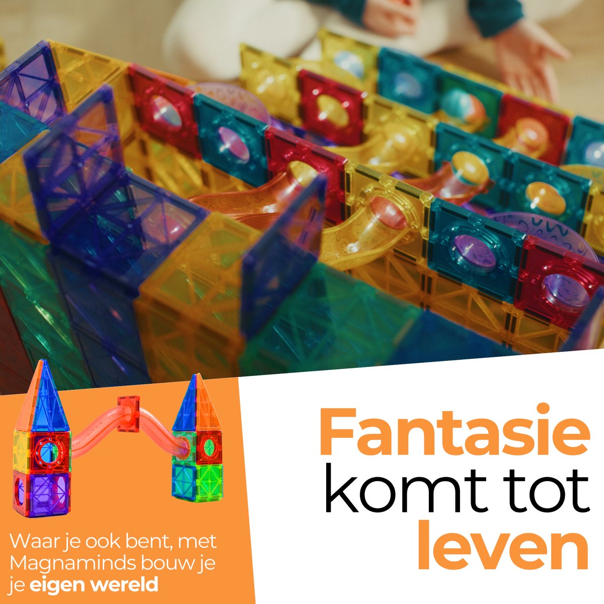 Magna Minds - Magnetic Tiles - Knikkerbaan - 102 stuks - Magnetisch Speelgoed - Constructie speelgoed - Magnetische tegels - Montessori speelgoed - Magnetic toys - Magnetische bouwstenen - Speelgoed Kinderen — afbeelding 10
