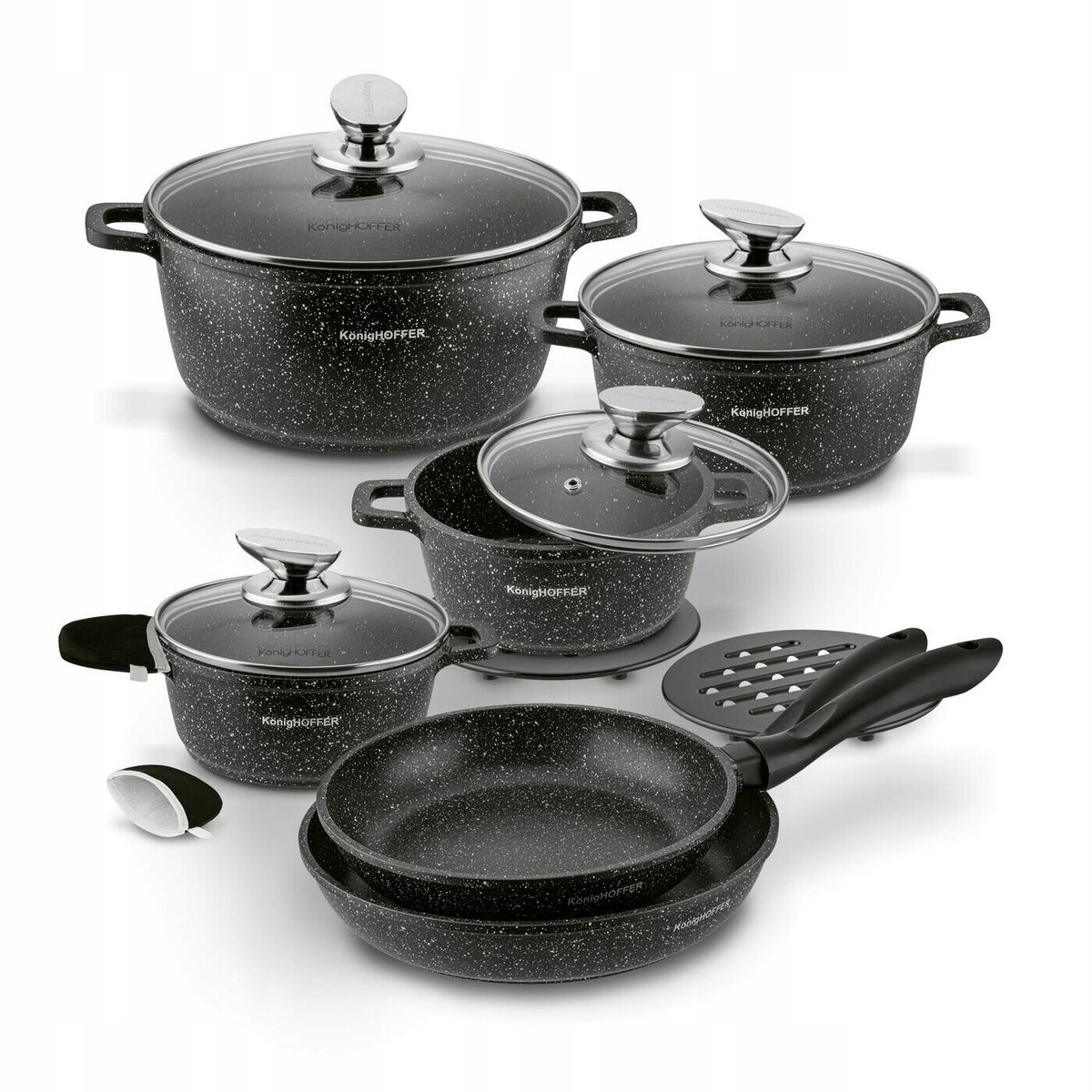 Marmeren Kookpotten & 2 Koekenpannen Set - Inductie & Gas