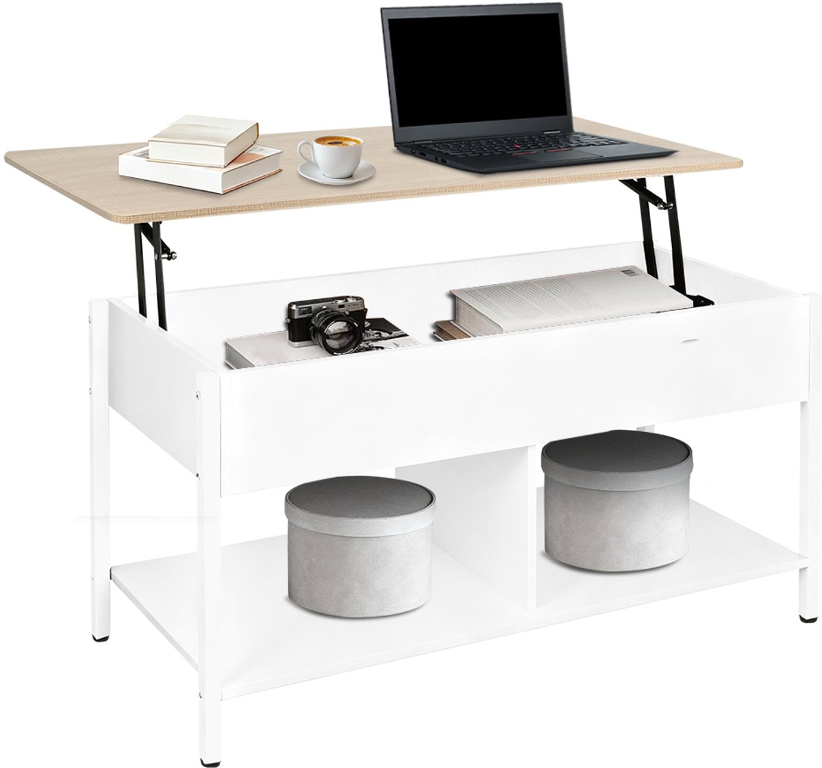 PIPIPOXER-Salontafel – Rechthoekig – 90x48x62 cm– Woonkamer Tafel,Wit