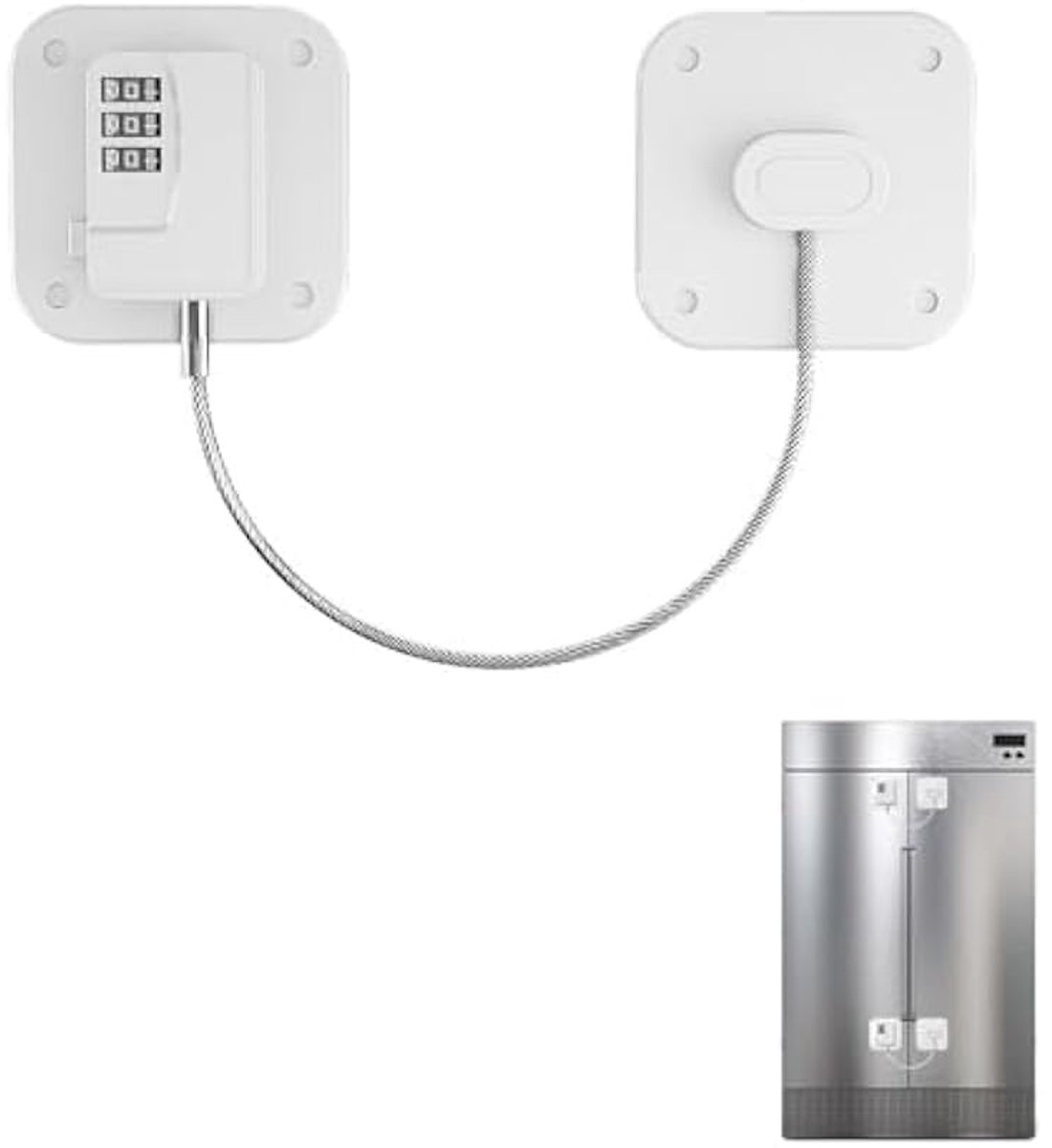 Image of 2-delig koelkastcijferslot, kinderveilig raamslot, koelkastslot met cijferslot, koelkasthangslot, koelkastslot met sterke lijm, geschikt voor koelkasten met lades.