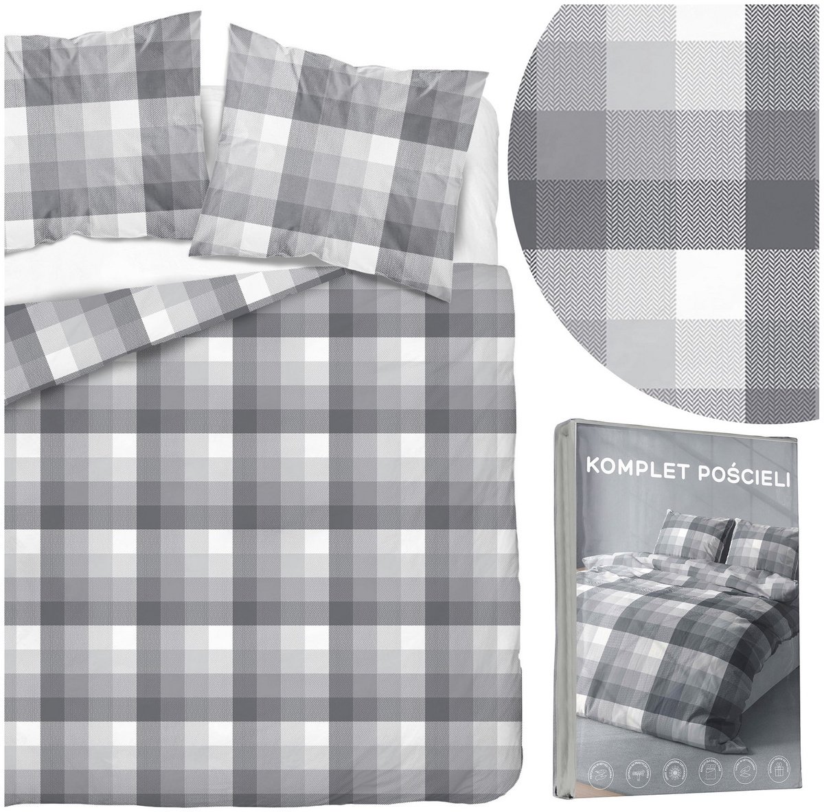 Dekbedovertrek 220x200cm 3-delig Microvezel Anatolia 4590A Grijs/Zilver