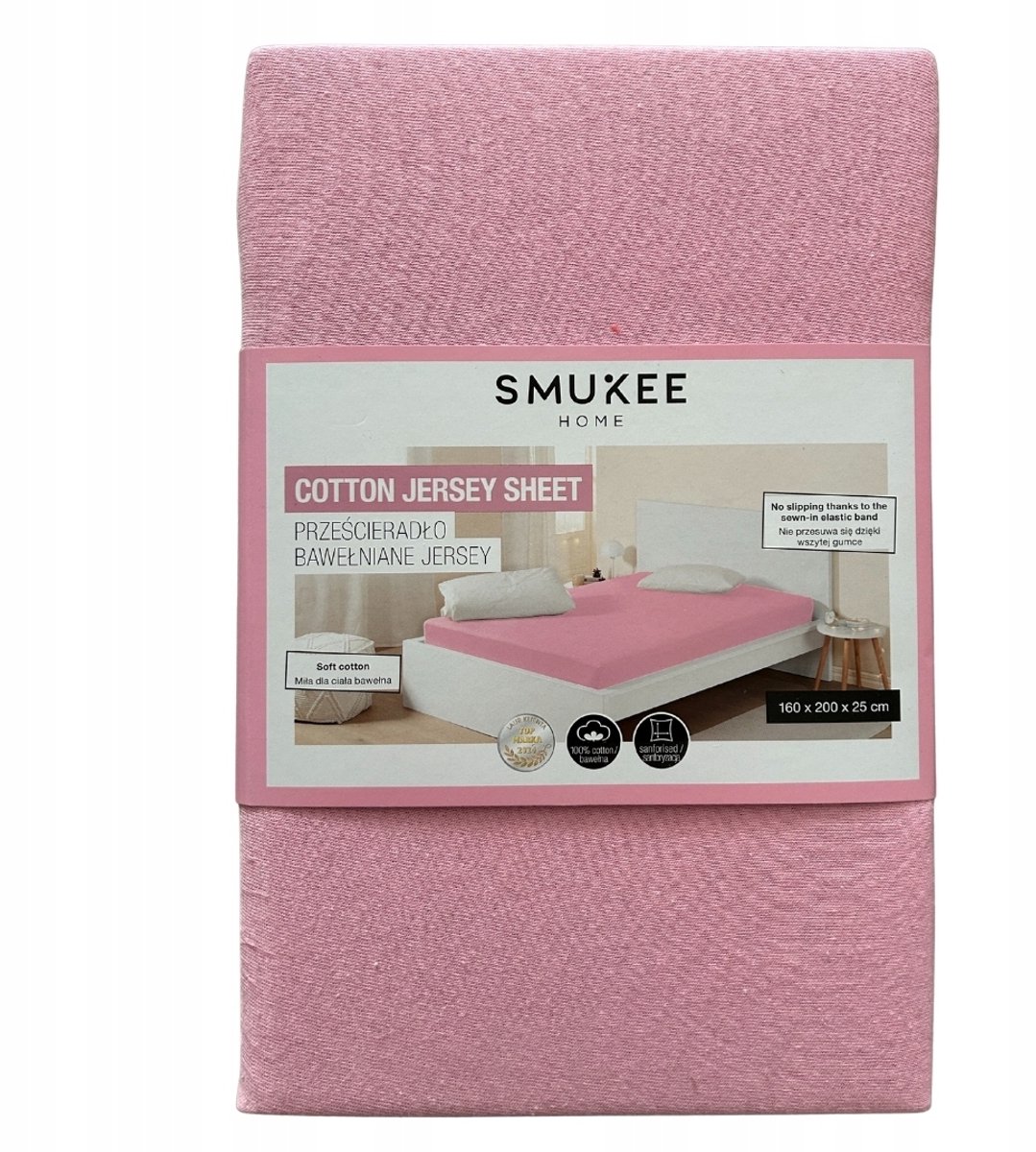 Jersey Hoeslaken Katoen met Elastiek 200x200cm Roze