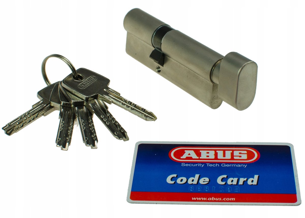 Abus-cilinder met knop, gecertificeerd, nikkel, 45G/35