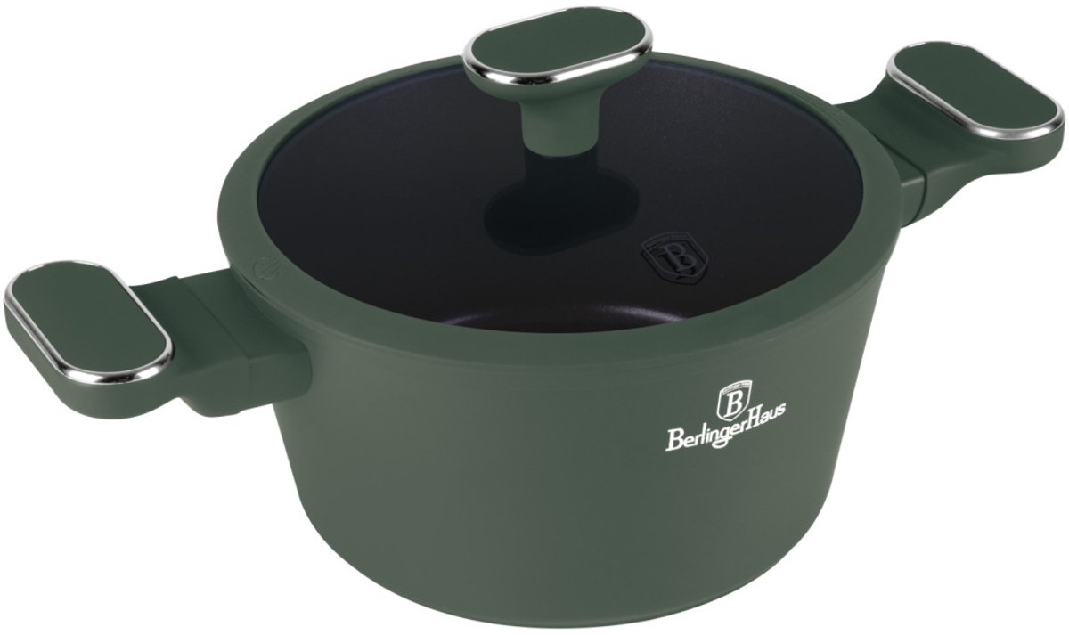 Matte Green Kookpan met Deksel Ø20cm - Stijlvol en Functioneel