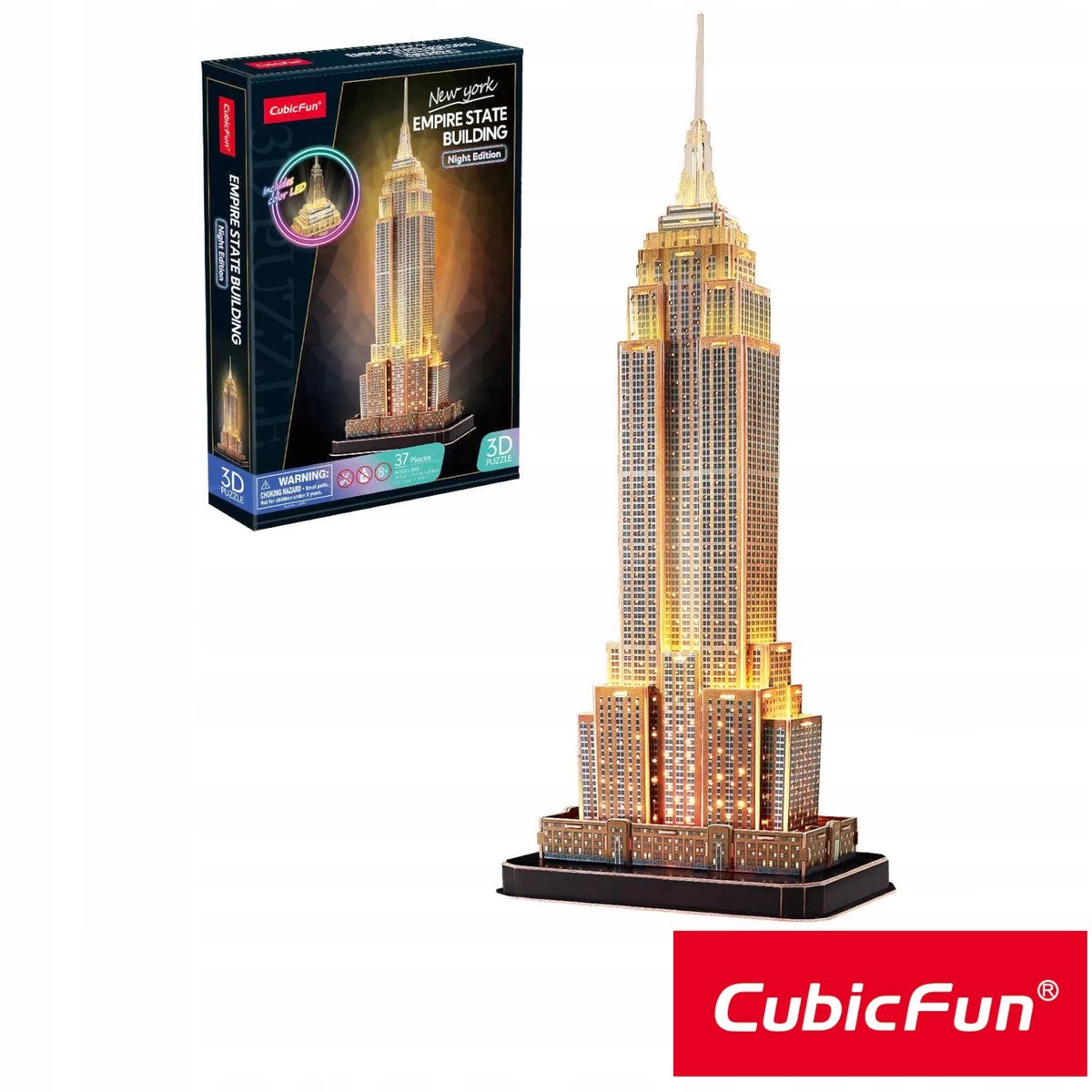 CubicFun 3D LED Empire State Building Puzzel - Nachteditie (37 Stuks)