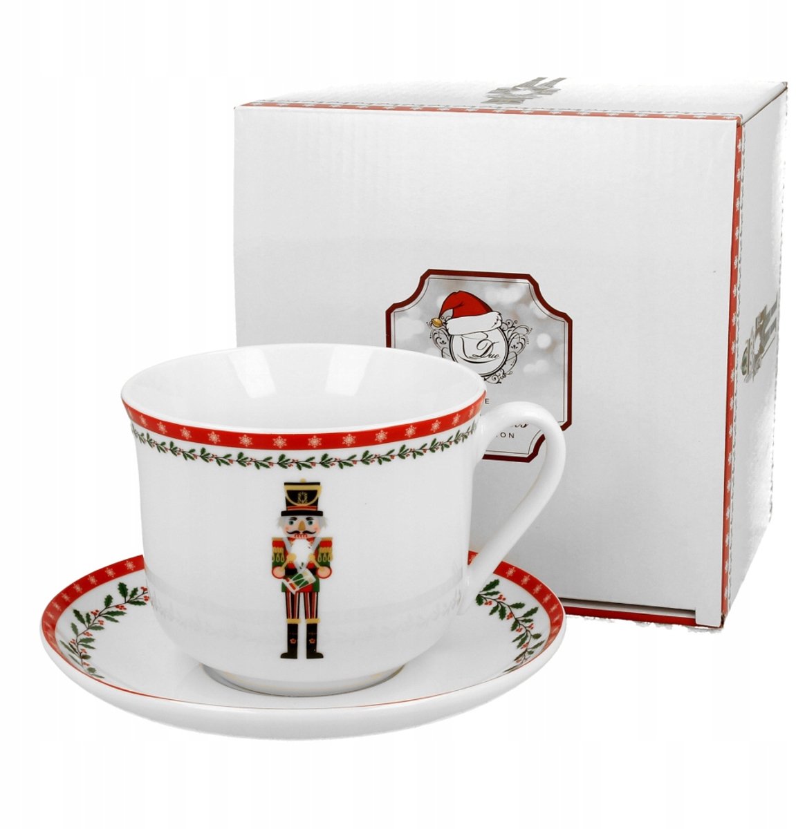 Jumbo Porseleinen Koffiekop met Schotel - Kerst Druk