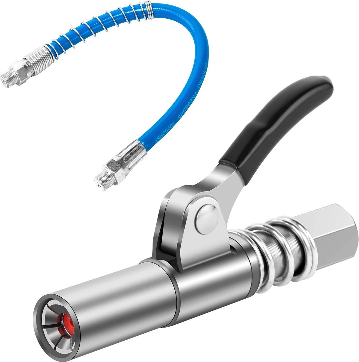 Koppeling voor Vetspuit - Vetkoppeling - Vetspuit - Vetpistool Blaaspunt - Quick Release One Hand Vetpistool - voor taps toelopende vetnippel - Met 30CM Flexibele Slang