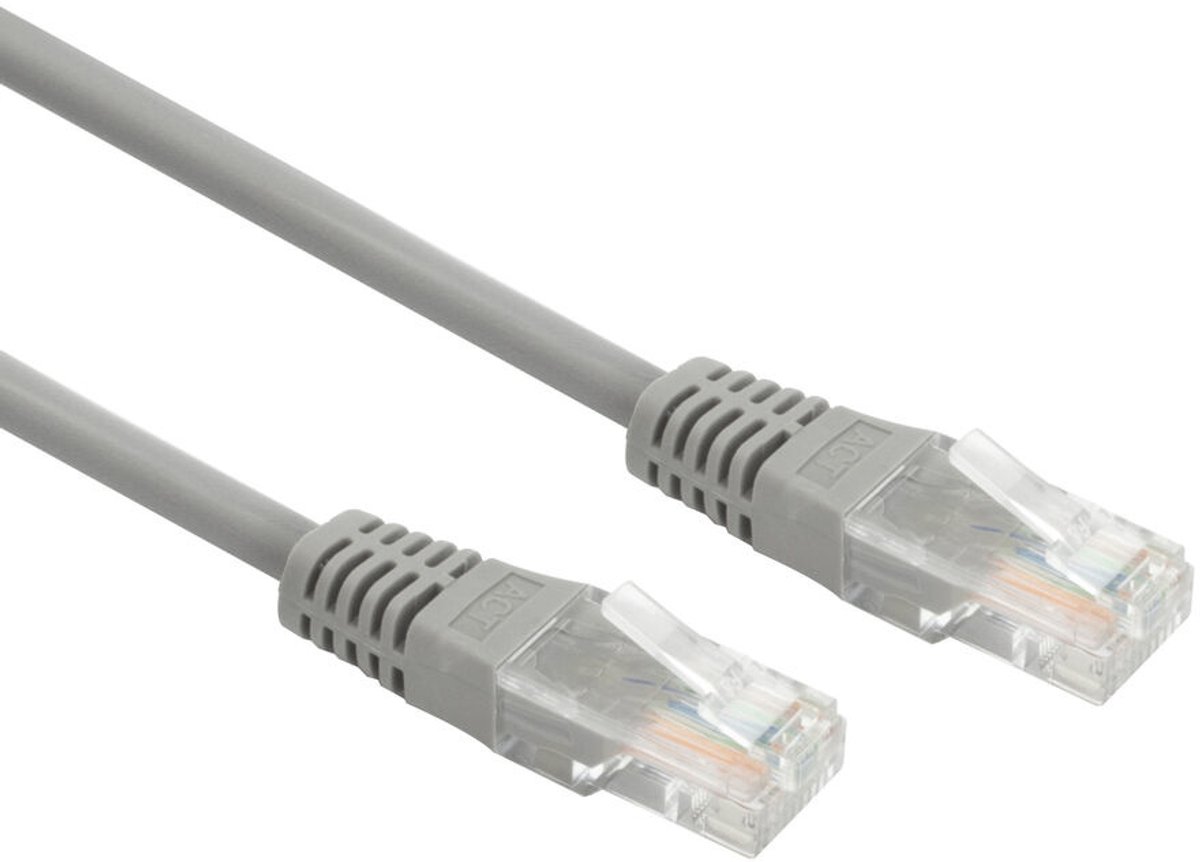 ACT Grijze 10 meter LSZH U/UTP CAT5E patchkabel met RJ45 connectoren IB2010