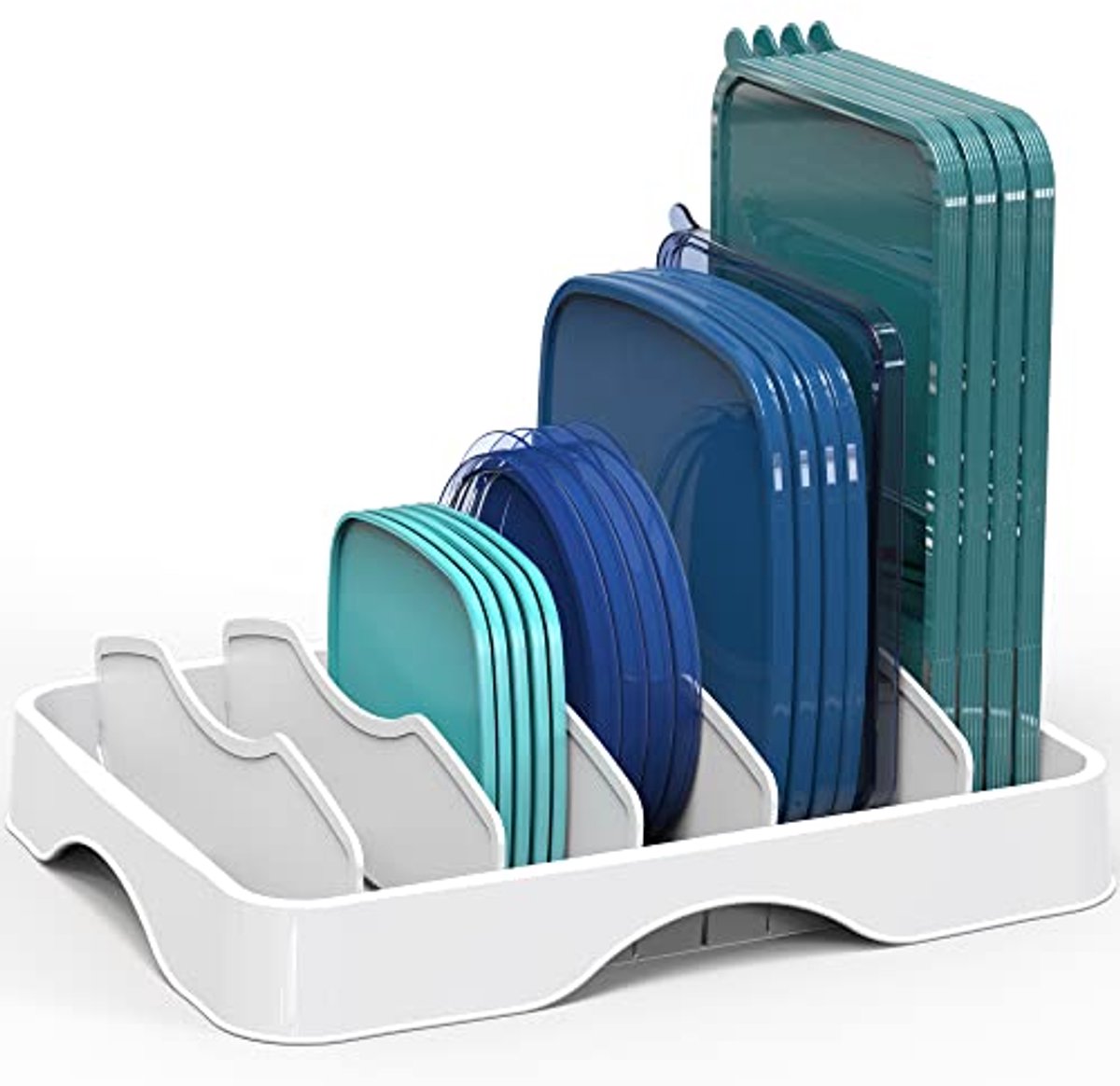Voedselcontainer deksel organizer met verstelbare verdelers - 33 x 25 cm - Wit
