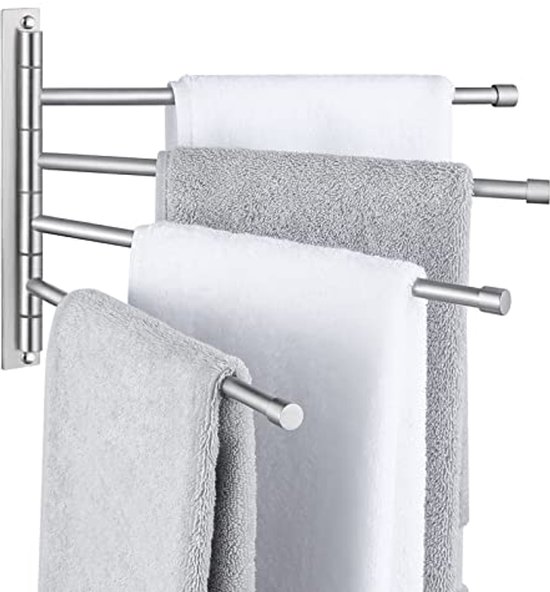 KES Swivel Towel Rack 4-Arm Bathroom Swing Hanger Towel Rack Holder 50CM Wall Mounted 18/8 Stainless Steel Brushed Finish,A2103S4L50-2