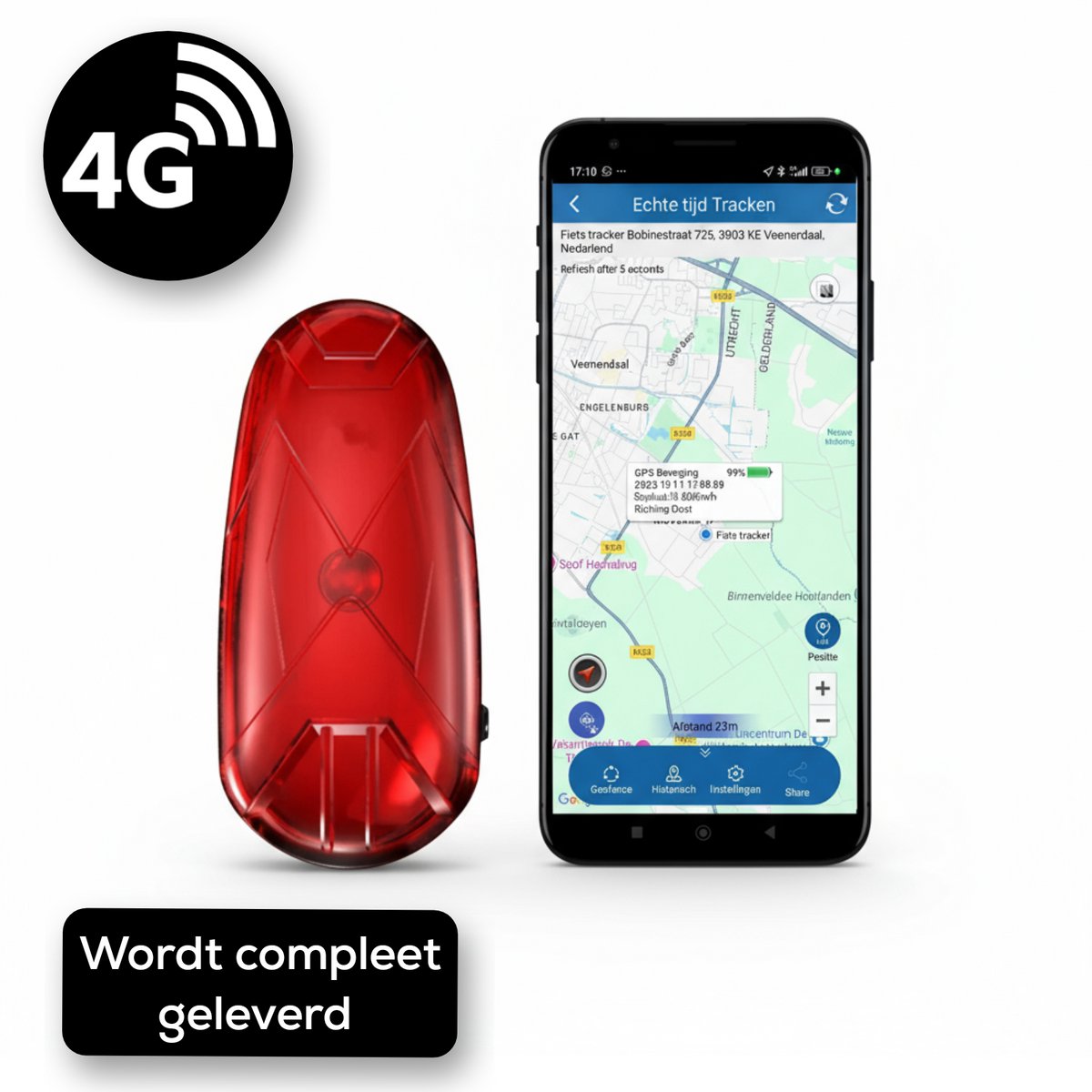 Traqio GPS Tracker Line – GPS Tracker Fiets – GPS Tracker Racefiets - Geofence – Realtime Locatie – Waterbestendig - Diefstalbeveiliging - Realtime Tracking