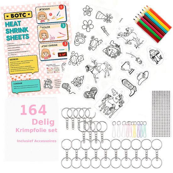 BOTC Krimpfolie set - 164-Delig Krimpie Dinkie Pakket - Knutselen Krimpie Dimpie - Sieraden en sleutelhangers maken