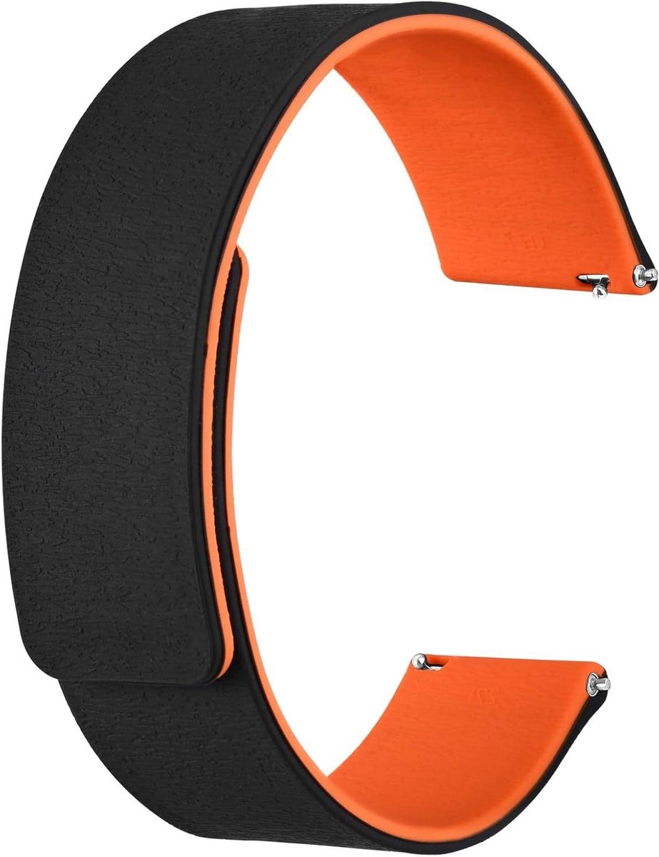 Magnetische horlogeband, siliconen met houtnerf, snelsluiting, 20mm-22mm - Stijlvol en praktisch!