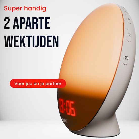 DistinQ Wake-Up Light – Wekkerradio met dubbele wektijd – Slaaphulp met USB aansluiting