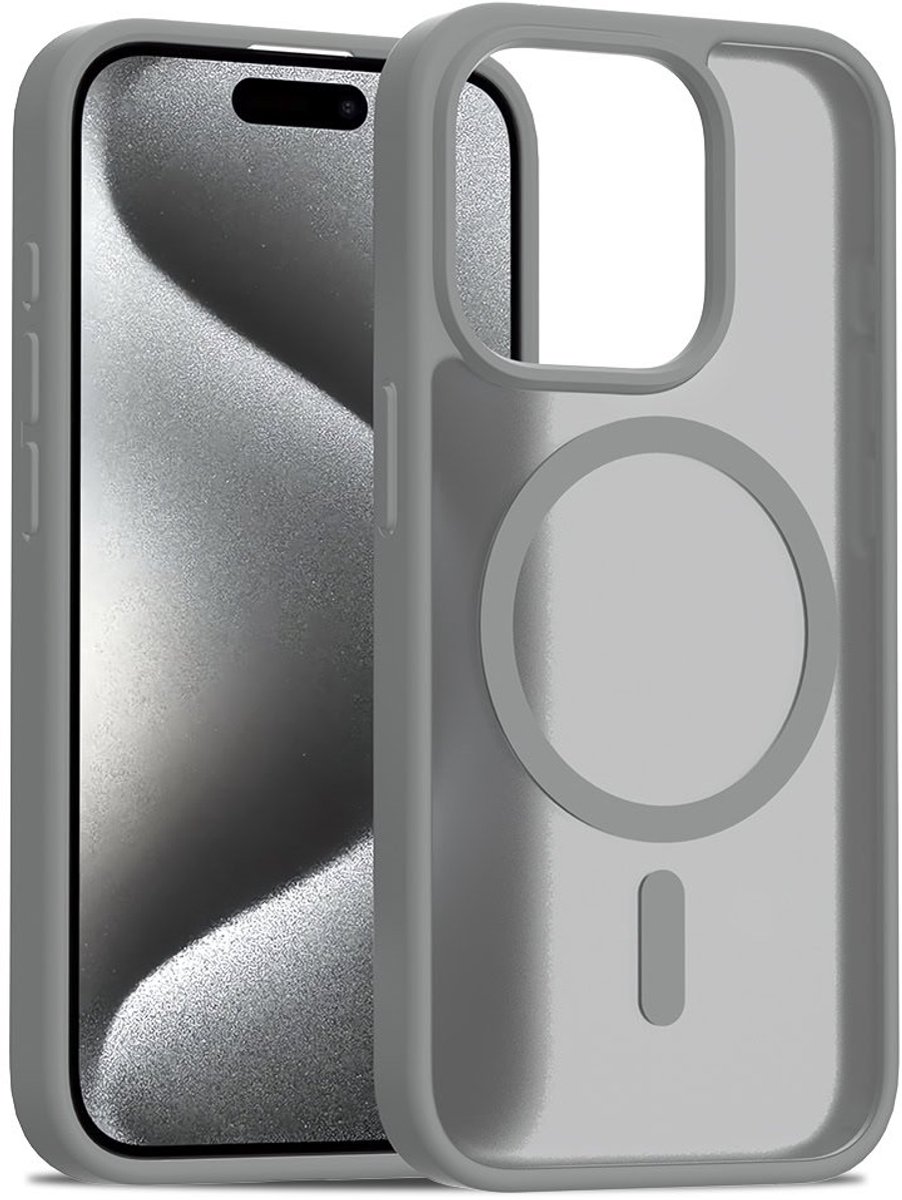Solidenz Hoesje - Geschikt voor iPhone 15 Pro Max - FrostMag Backcover geschikt voor MagSafe - Titanium