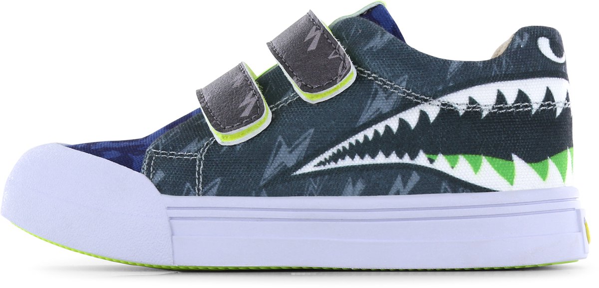 Go Banana's Sneaker Klittenband – Shark - Sneakers Kinderen - Jongens - Green Blue - Canvas - Maat 21