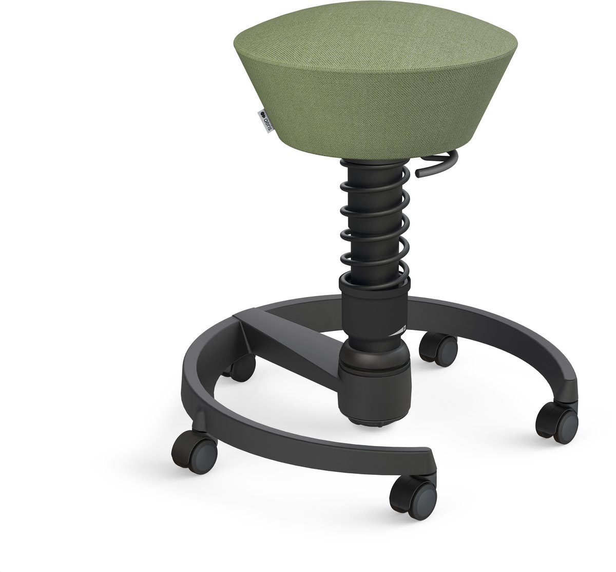 Aeris Swopper - ergonomische bureaukruk - zwart onderstel - groen-beige gemêleerde zitting - harde wielen - wol - standaard