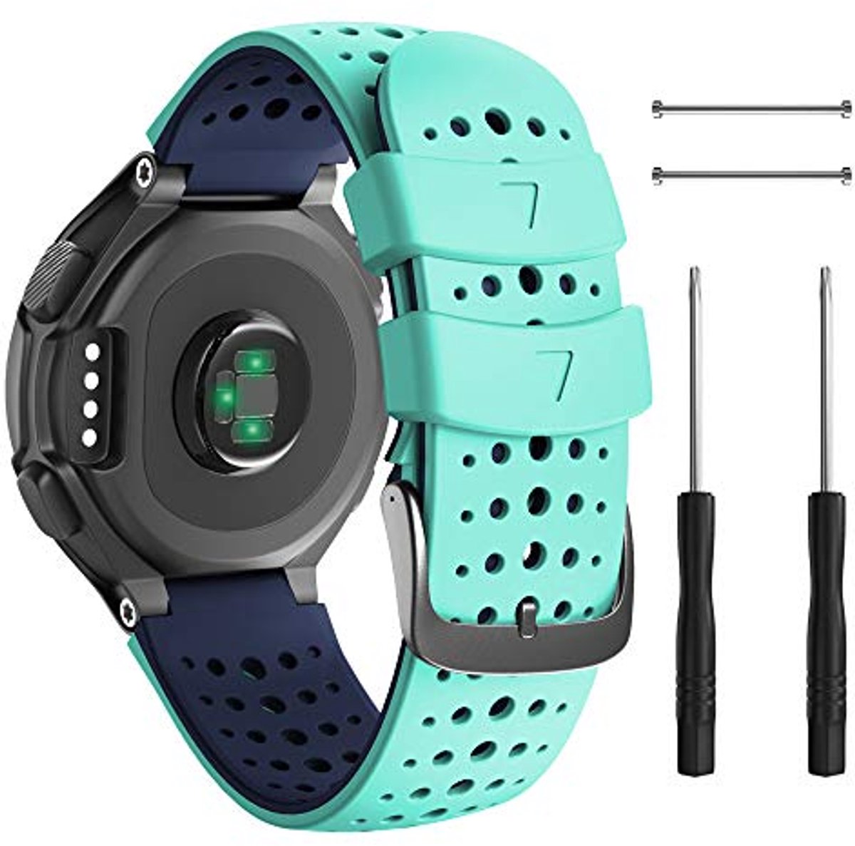 Compatibele siliconen sportarmband voor Forerunner smartwatches - mint/blauw