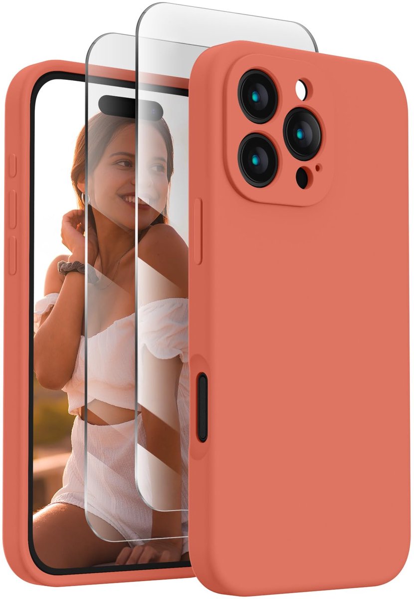 Unyqoos® Roze siliconen telefoonhoes met verbeterde bescherming voor iPhone 16 Pro