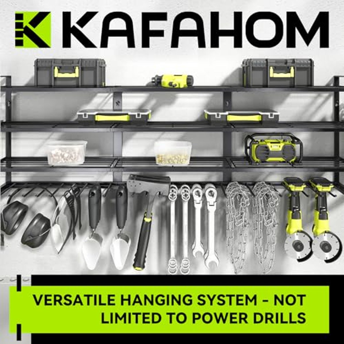 Grote Power Tool Organizer Wandmontage - 13 Boorhouders, 4 Laags Gereedschapsopslag en Organisator met Extra Accessoires
