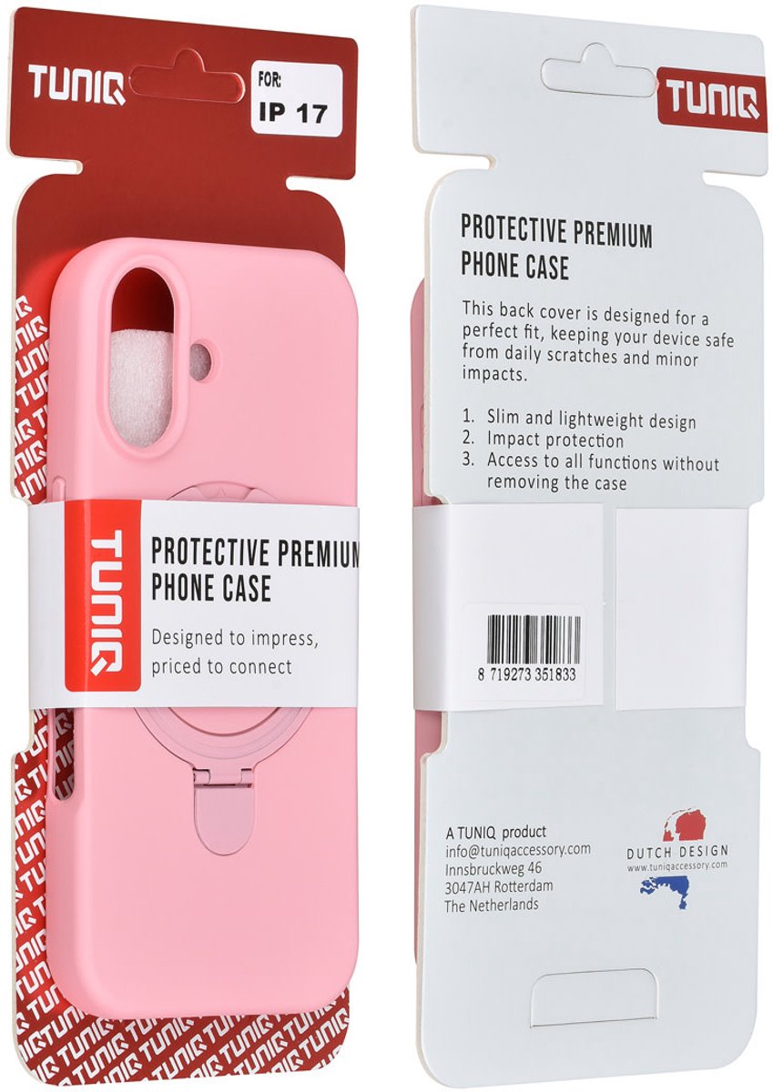 TUNIQ Back cover - iPhone 17 - Sakura Pink - Ingebouwde MagSafe-ring - Schokabsorberend