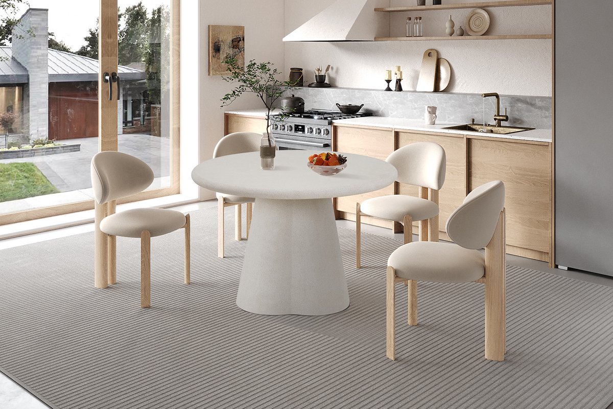 Rousseau Tafel 'Faro' 120 cm Rond Cement H 76cm x B 120 x D 120 cm wit cement