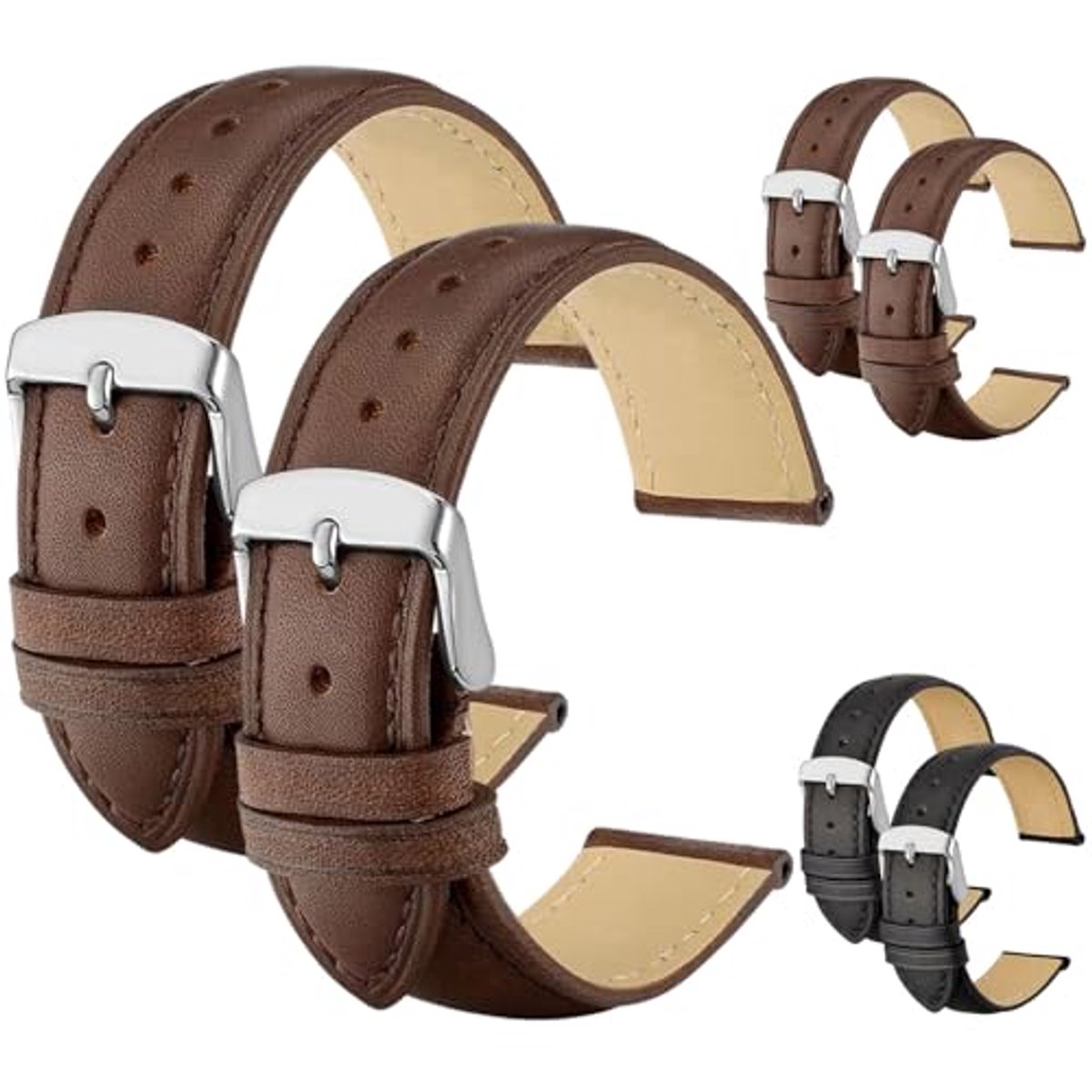 Leren Horlogebandjes voor Heren en Dames - 22 mm en 20 mm - 2 Stuks