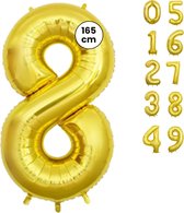 Fienosa Cijfer Ballonnen nummer 8 - Goud - 165 cm - Helium Ballon - Verjaardag ballon - Verjaardag versiering - Leeftijd verjaardag - Verjaardagsballon - Verjaardag