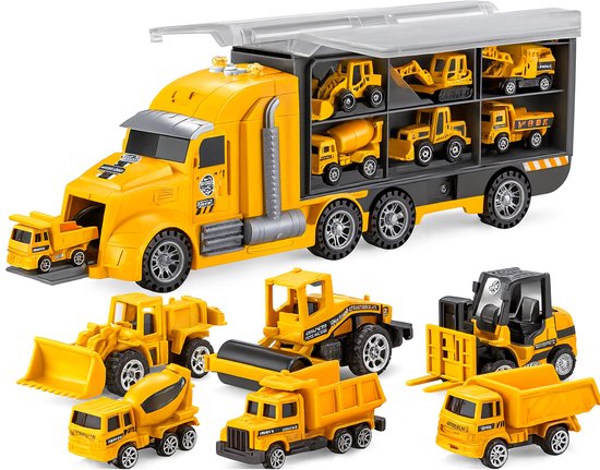 Speelgoed Truck Constructie - Met 6 extra auto’s - Speelgoed Autos Jongens - Auto Speelgoed - Speelgoed 2 Jaar - Speelgoed 3 Jaar - Speelgoed 4 Jaar - Jongens Speelgoed