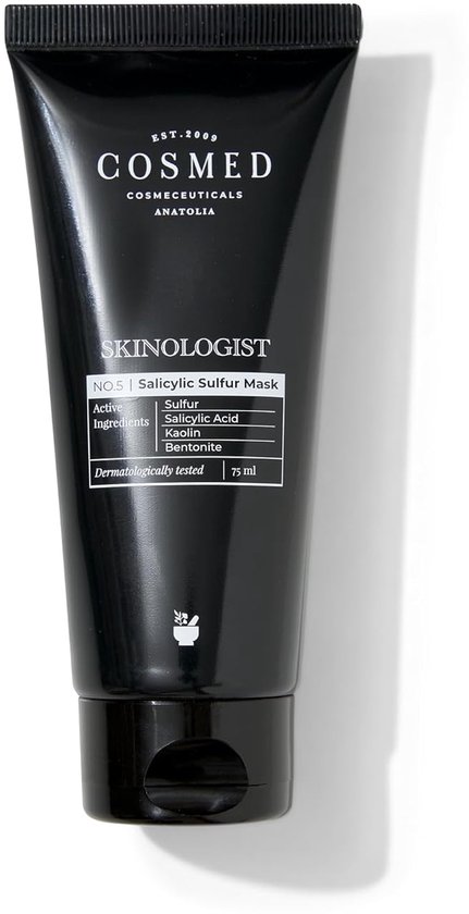 Cosmed Skinologist – Salicylic Acid & Sulfur Clay Mask – Blackhead Remover Purifying Clay Masker tegen Acne & Mee-eters – Gezichtsmasker met Salicylzuur en Zwavel – 75 ml