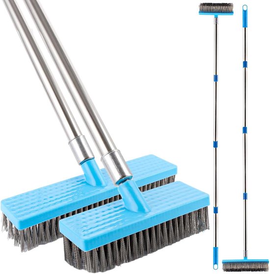 Set van 2 draadbezems met stalen steel - 160 cm - Straatbezem met steel