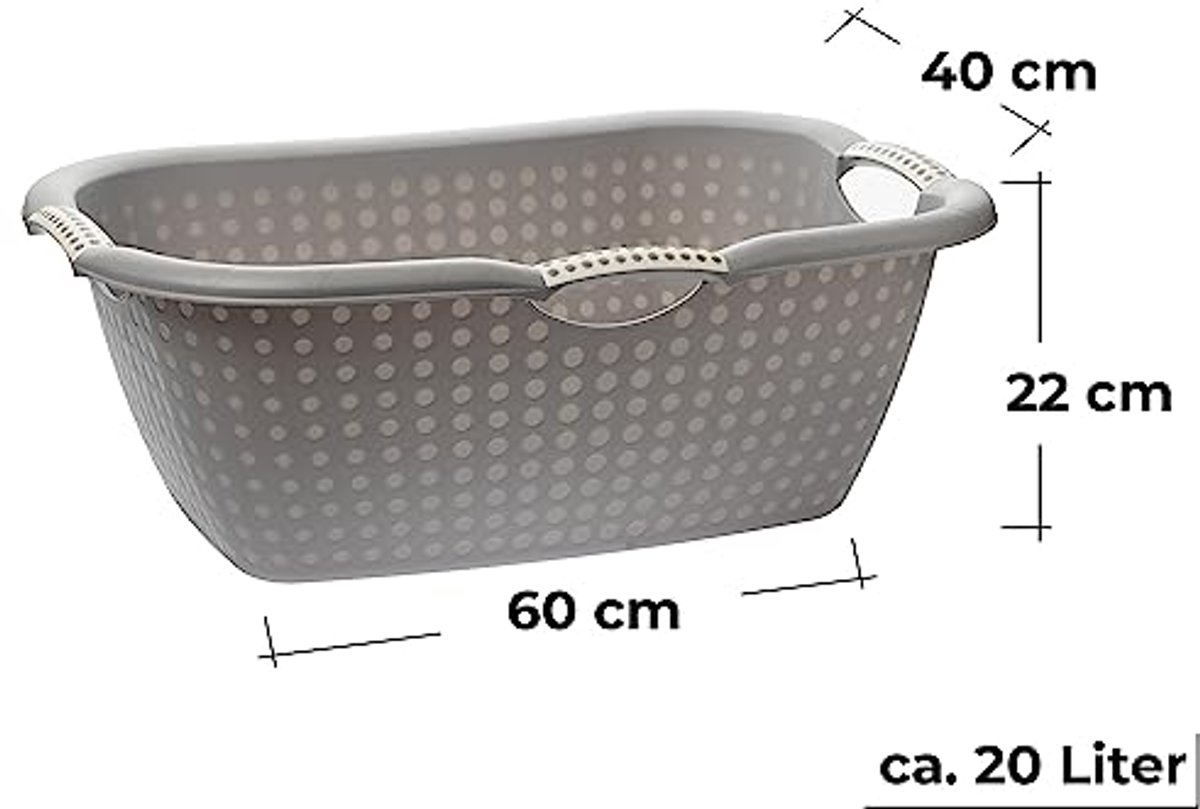 Set van 2 Ergonomische Wasmanden - 28 Liter, Robuust en Duurzaam voor Binnen en Buiten