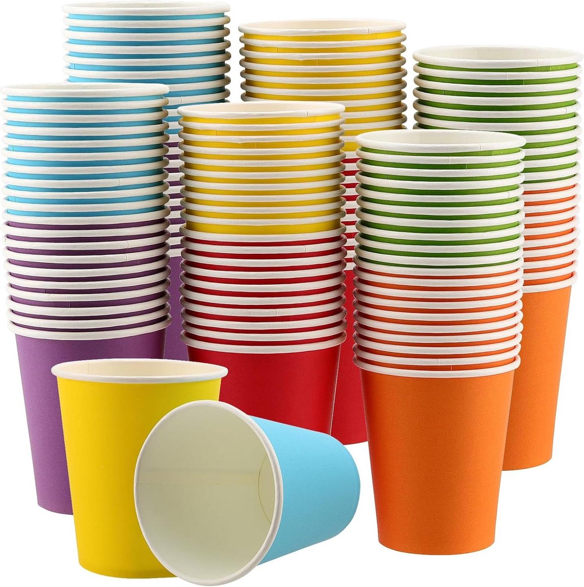 Image of 120 stuks papieren feestbekers, 250 ml, gekleurd voor doe-het-zelf projecten, feesten, bruiloften en evenementen