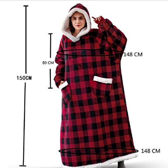 Wednesday deken hoodie voor vrouwen en tieners - Gezellige oversized fleece hoodie in één maat met Sherpa capuchon - Cadeaus voor vrouwen, Zwart, One size