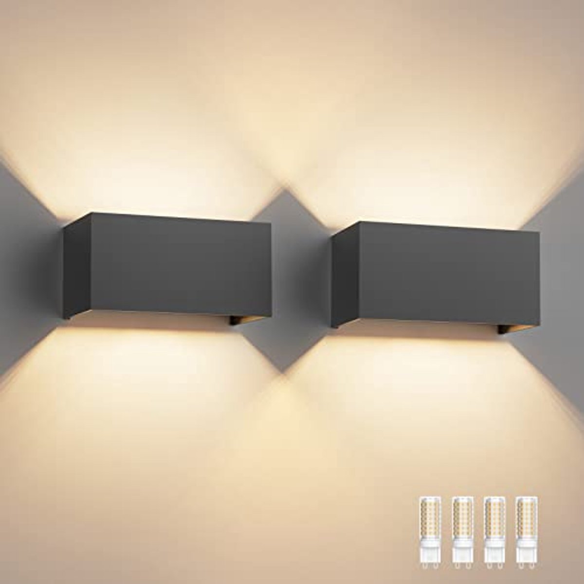 Wandlampen voor binnen en buiten, IP54, 18W, verstelbare stralingshoek, warmwit licht, modern design