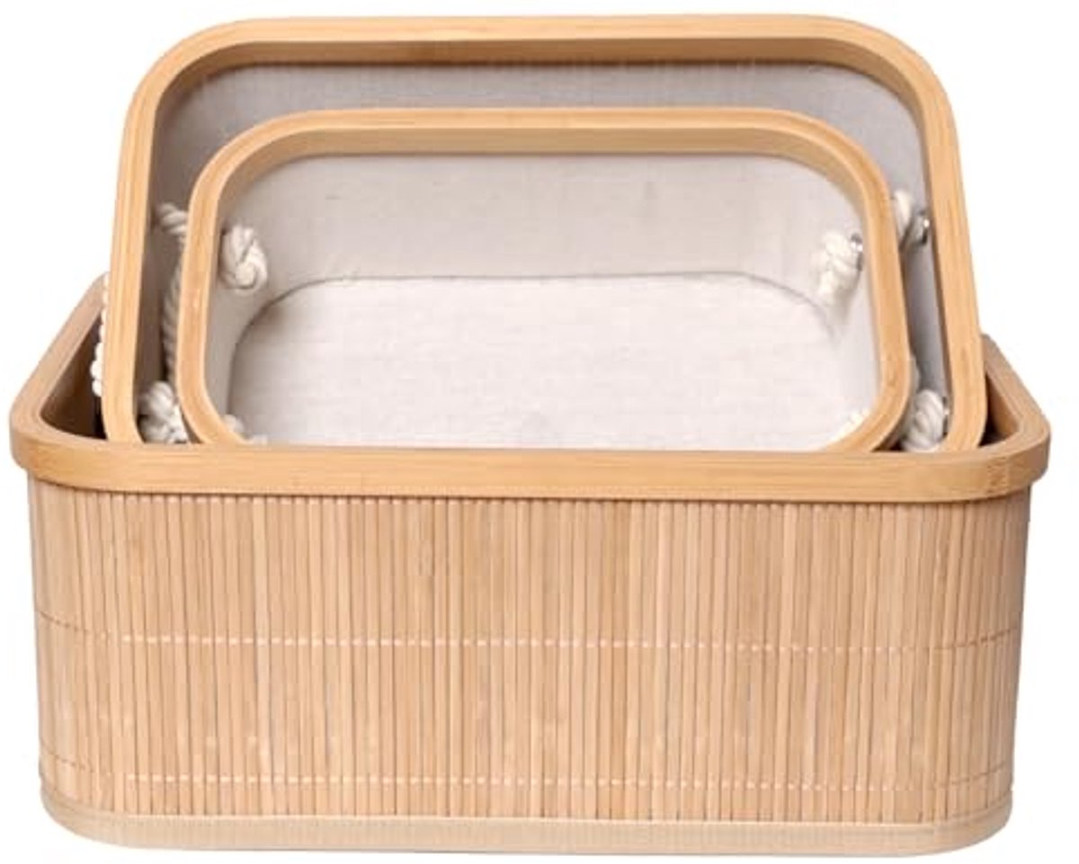 Set van 3 Opbergmanden - Rectangulaire Mand voor Badkamer, Slaapkamer en Organizer