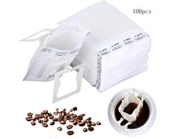 Koffiefilters - Draagbare Koffiefilter - Single Serve Coffee Drip Bags - Geschikt voor Reizen, Camping, Thuis - hangende oordruppels koffiezakjes - druppel bakjes filterzakjes - Lege filters - 7 x 9 cm - wit