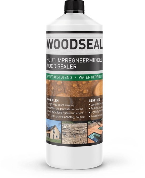 Woodseal Pro - Duurzaam Hout impregneermiddel - 100% Waterafstotend impregneren, Alle soorten Hout waterdicht maken, Nano Coating Buitenhout 1L (6-8 m²)