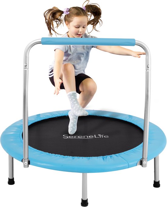 SereneLife Fitness Trampoline Ø 91/102 cm – Opvouwbare Mini Trampoline voor Kinderen en Volwassenen met Schuimhandgreep, Stevig Frame, Lichtgewicht