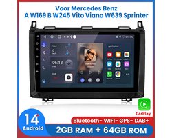 Awesafe Geschikt voor Mercedes-Benz Sprinter Klasse VW Crafter 2005-2016 Autoradio - Met navigatie GPS - 2+64GB - Bluetooth WIFI - Apple Carplay & Android auto - Radio scherm