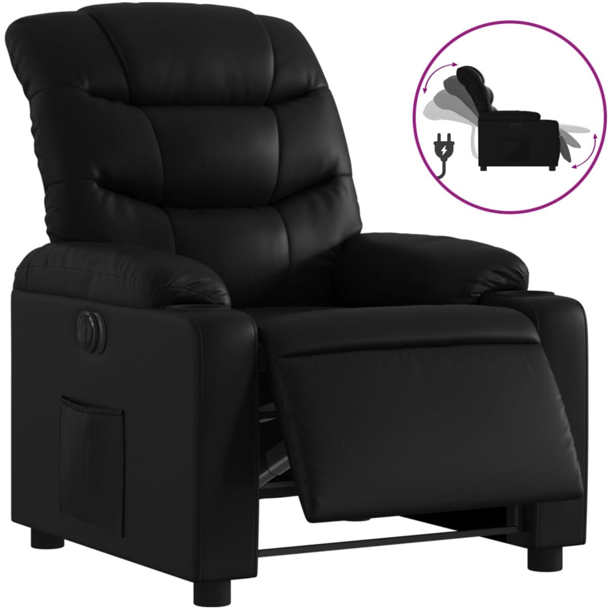 vidaXL Fauteuil - elektrisch - verstelbaar - kunstleer - zwart