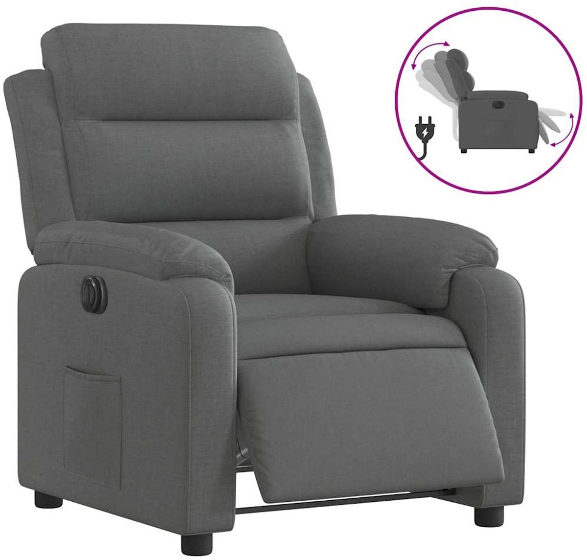 vidaXL Fauteuil - elektrisch - verstelbaar - stof - donkergrijs