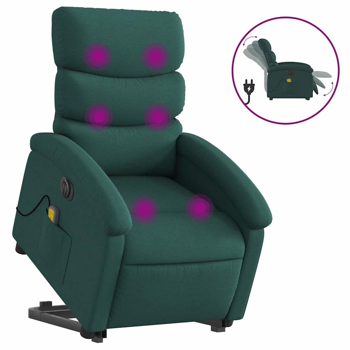 vidaXL Sta-op-massagestoel - elektrisch - verstelbaar - stof - donkergroen