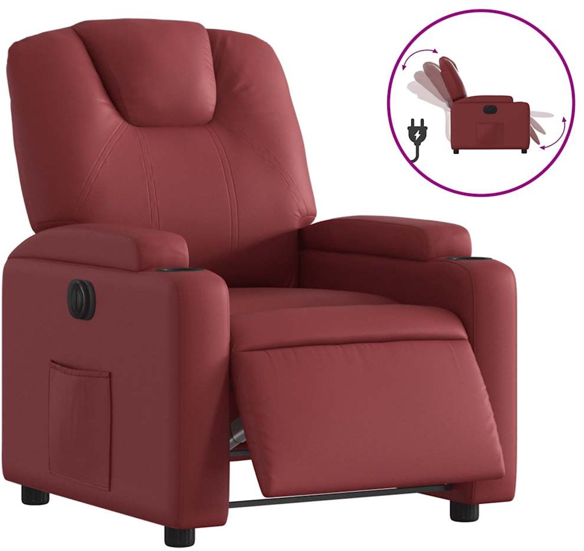vidaXL Fauteuil - verstelbaar - elektrisch - kunstleer - wijnrood