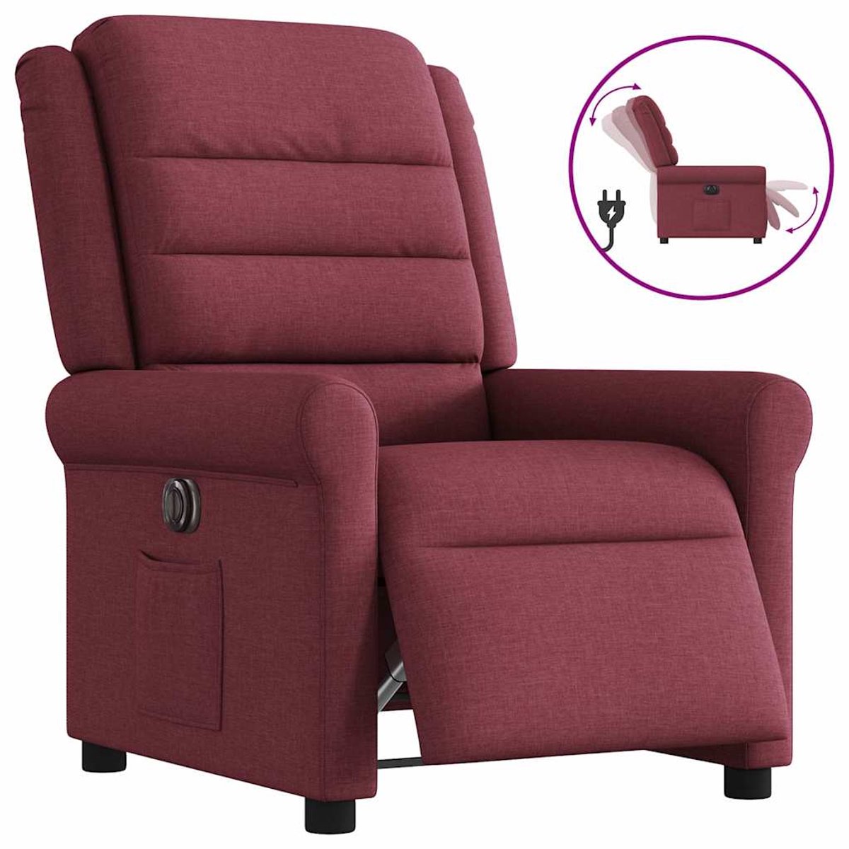 vidaXL Fauteuil - verstelbaar - elektrisch - stof - wijnrood