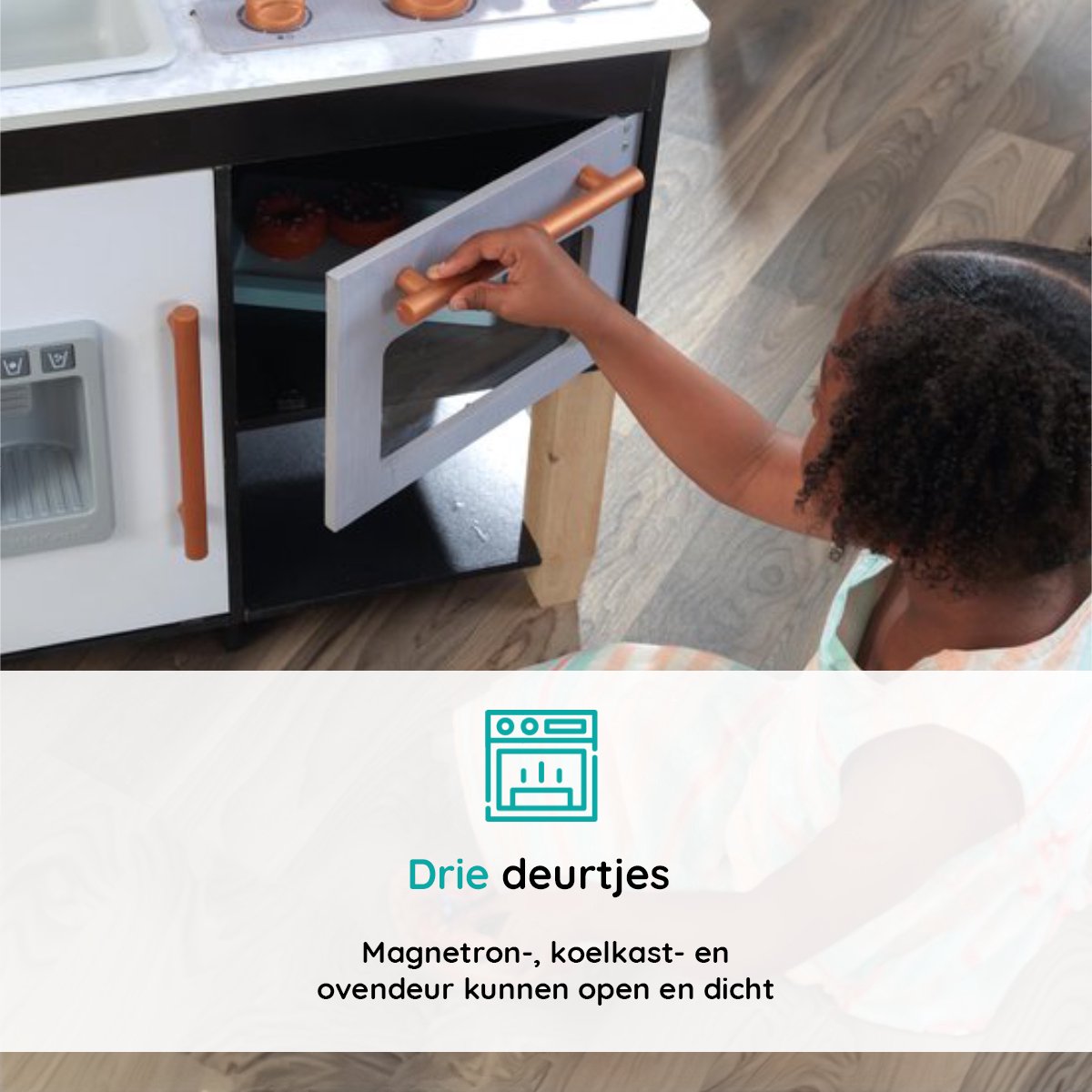 KidKraft Kinderkeuken - Speelgoedkeuken - Peuter Speelgoed Keuken met Accessoires - Zwart — afbeelding 5