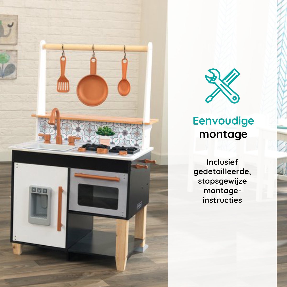 KidKraft Kinderkeuken - Speelgoedkeuken - Peuter Speelgoed Keuken met Accessoires - Zwart — afbeelding 14