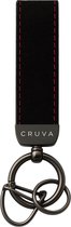 Porte-clés de voiture Cruva Zwart avec détails rouges, bronze - Porte-clés en cuir de Luxe - Cadeau - Convient pour Volkswagen/ Mercedes/ Audi/ BMW - Porte-clés de voiture - Différentes couleurs - Pendentif en cuir - Fermeture Premium - Haute qualité