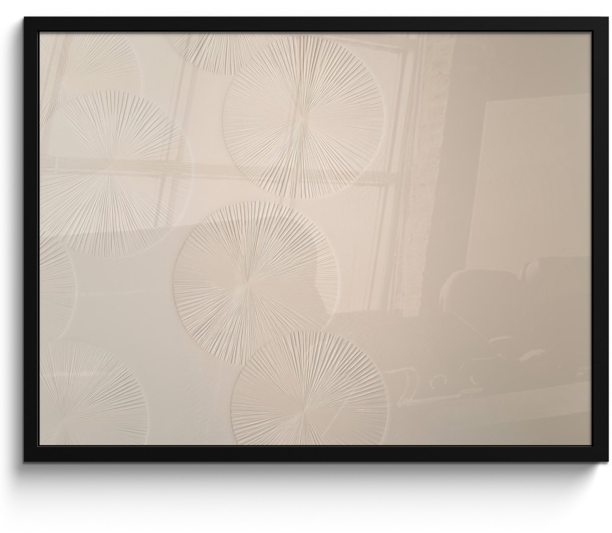 FrameYourWall Poster in lijst - Fotolijst 80x60 cm - Posters - Japandi - Beige - Modern - Posterlijst zwart - Decoratie - Wanddecoratie woonkamer - Muurdecoratie slaapkamer Japandi - Cirkels