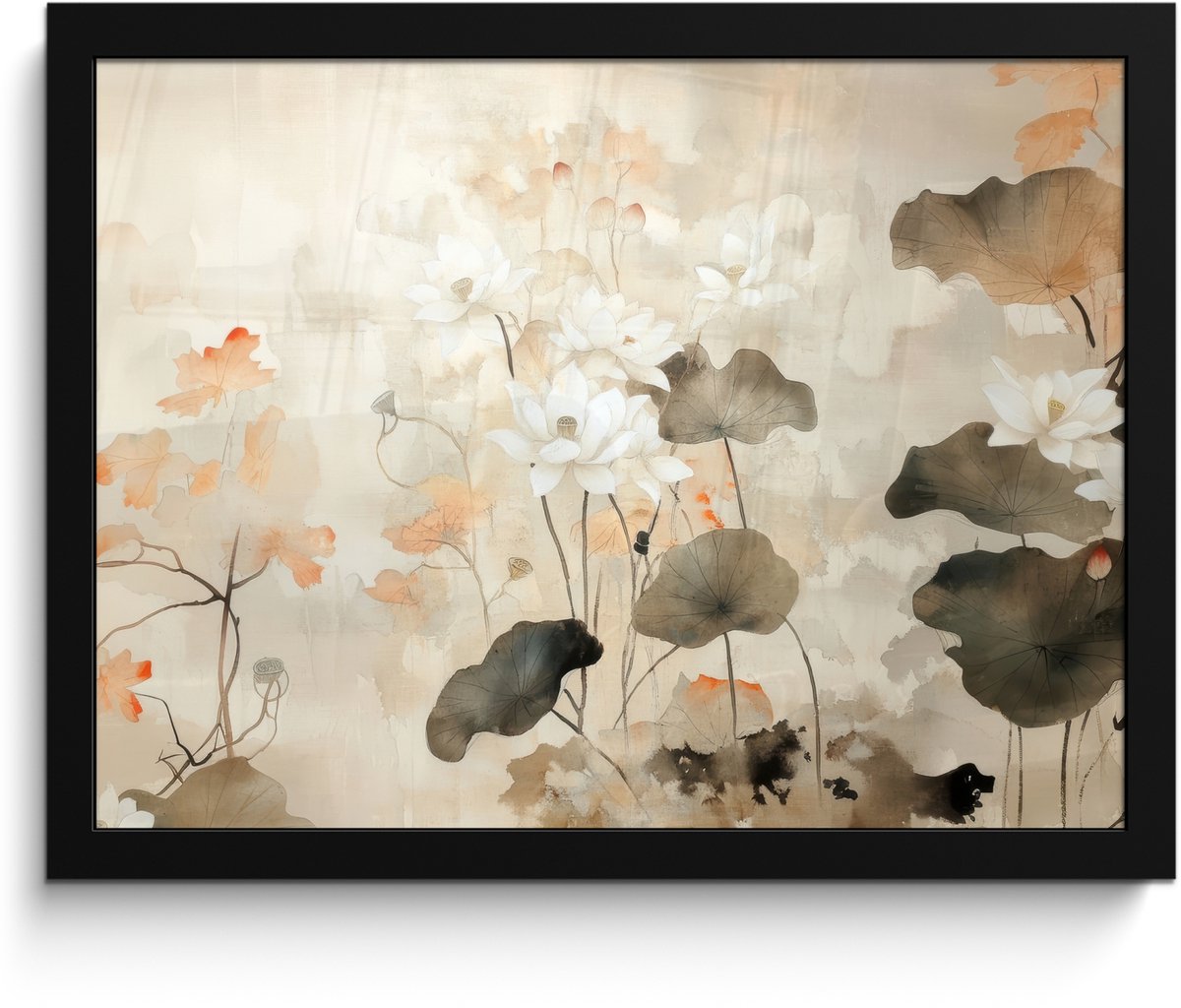 FrameYourWall Poster in lijst - Fotolijst 40x30 cm - Posters - Bloemen - Japandi - Wabi sabi - Posterlijst zwart - Decoratie - Wanddecoratie woonkamer - Muurdecoratie slaapkamer